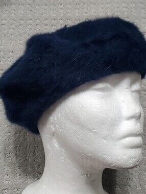 Vintage Navy Blue Kangol Furgora Cap Beret Made from angora fur And Wool